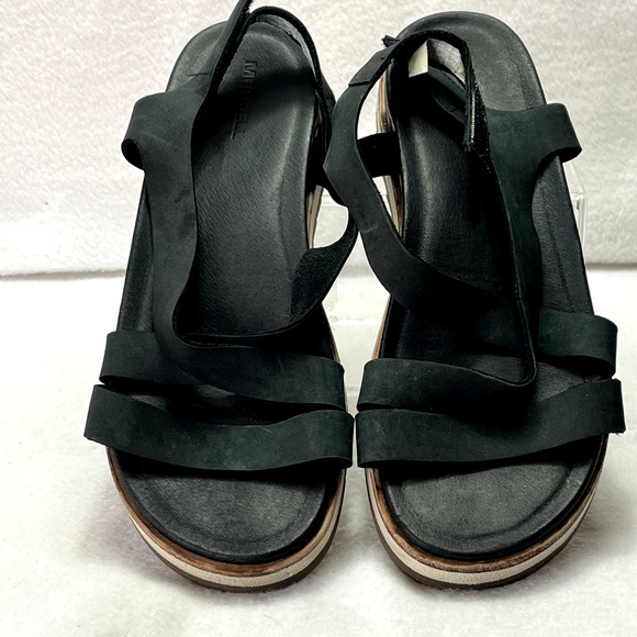 Merrell Sandals Womens 8 Juno Mid Backstrap Hoop &Loop Black Nubuck Leather - Picture 9 of 10